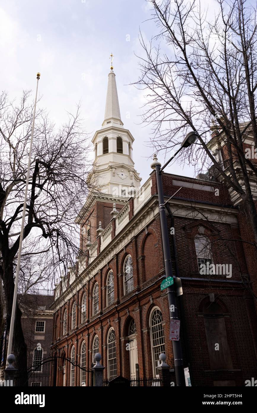 Christ Church, eine historische Bischofskirche im Zentrum von Philadelphia, Pennsylvania, USA. Stockfoto