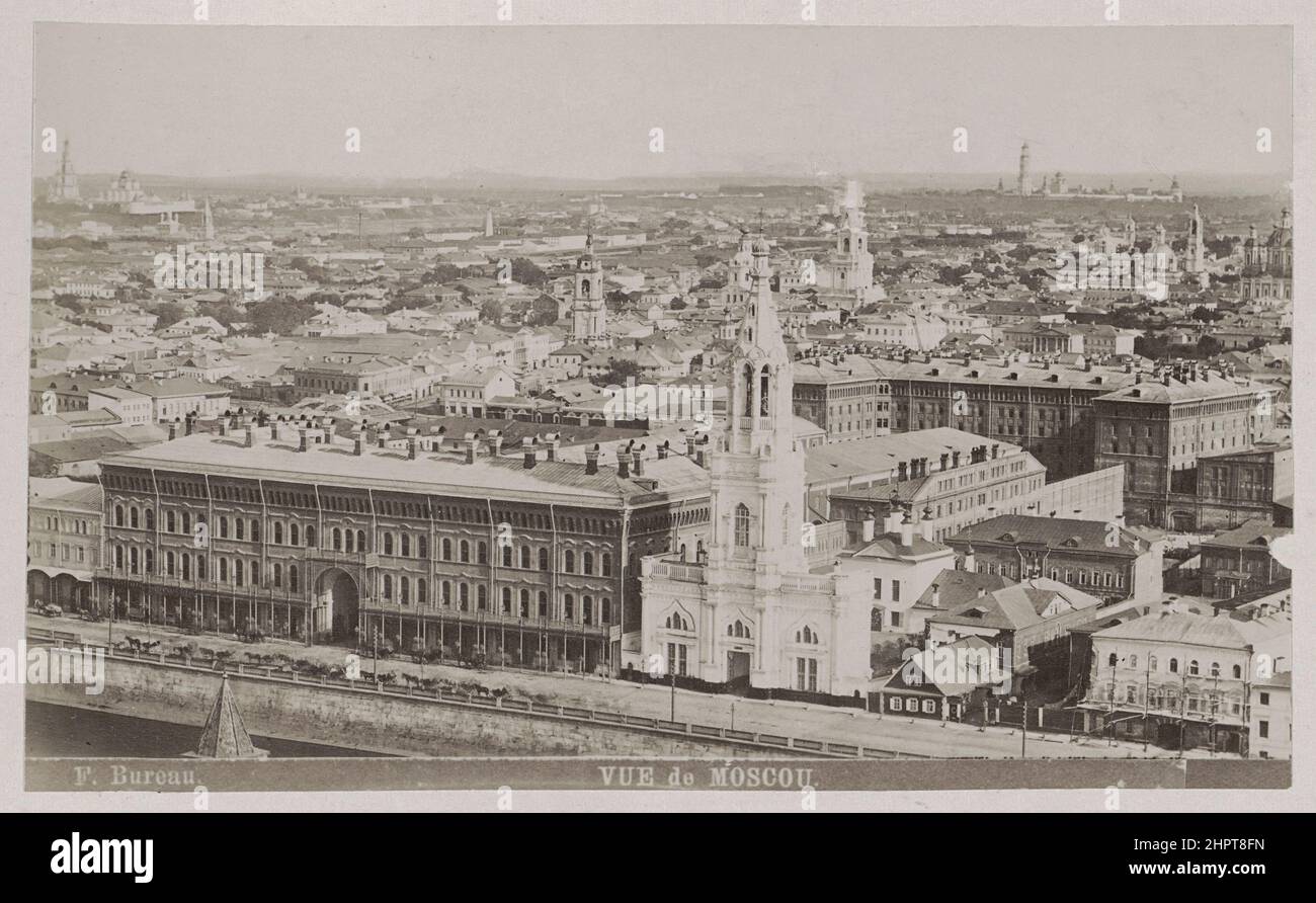 Vintage-Foto der Ansicht von Zamoskvorechye aus dem Glockenturm "Ivan der große". Moskau, Russisches Reich. F. Bureau, 1878-1890 Zamoskvorechye ist ein Histor Stockfoto