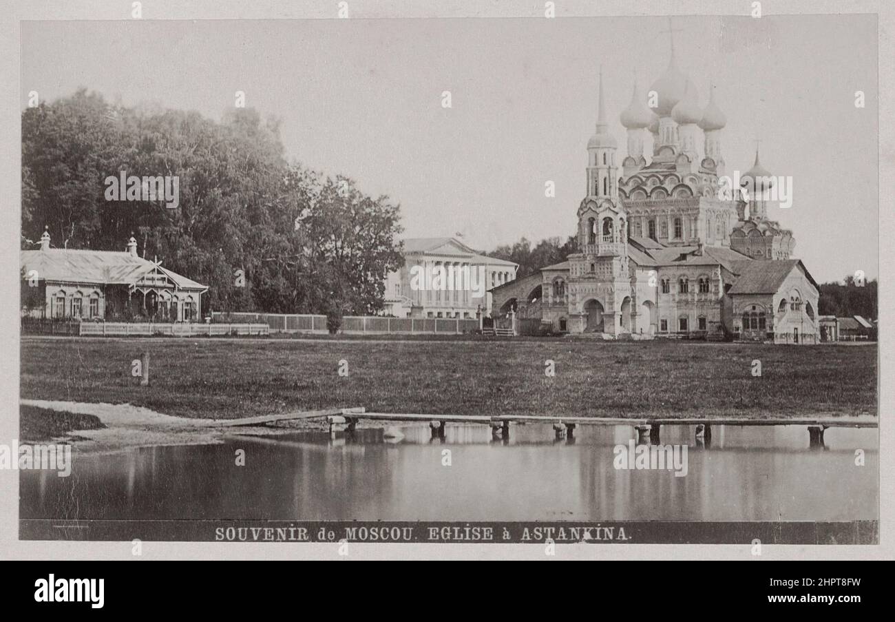 Vintage-Foto aus dem 19th. Jahrhundert von der Dreifaltigkeitskirche in Ostankino in Ostankino. Moskau, Russisches Reich. 1878 - 1890 Stockfoto