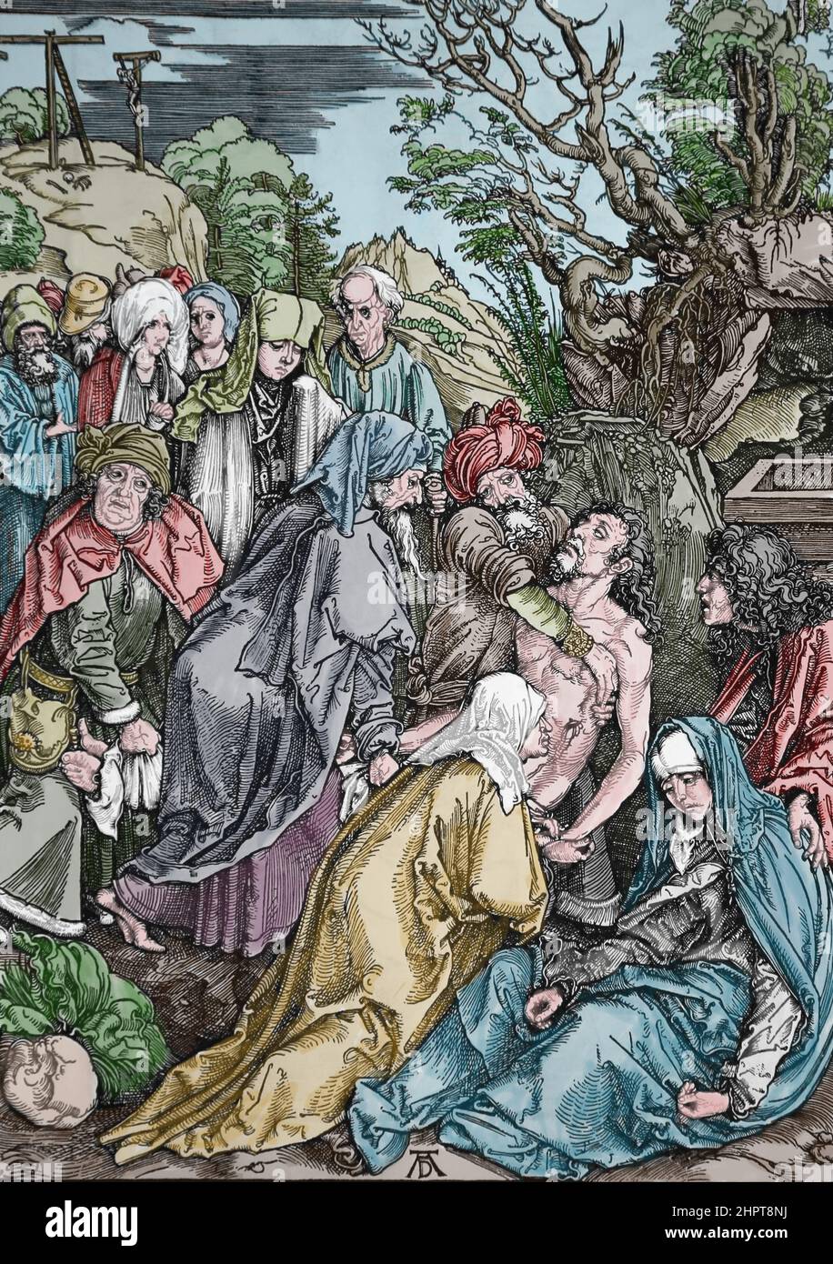 Die Große Leidenschaft. Das Entombment, 1497-1500 von Albrecht Durer (1471-1528). Stockfoto