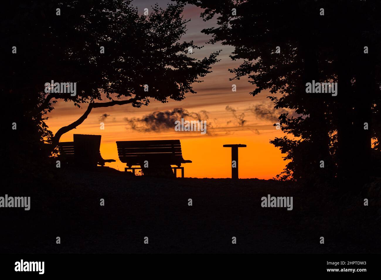 Sonnenuntergang Bank Stockfoto