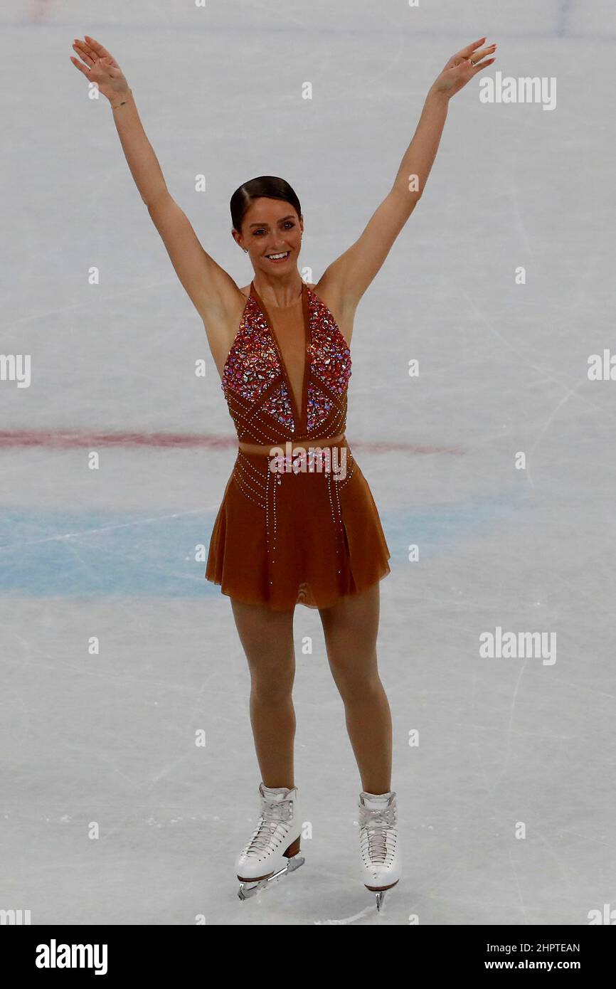 Peking, Hebei, China. 15th. Februar 2022. Natasha McKay (GBR) beim Frauen-Eiskunstlauf-Kurzprogramm während der Olympischen Winterspiele 2022 in Peking im Capital Indoor Stadium. (Bild: © David G. McIntyre/ZUMA Press Wire) Stockfoto