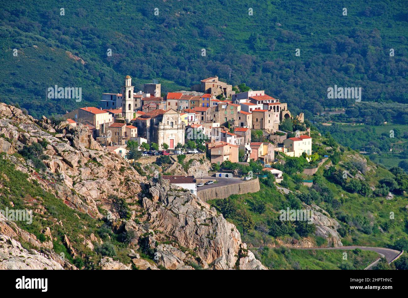 Montemaggiore Dorf, Balagne, Korsika, Frankreich Stockfoto