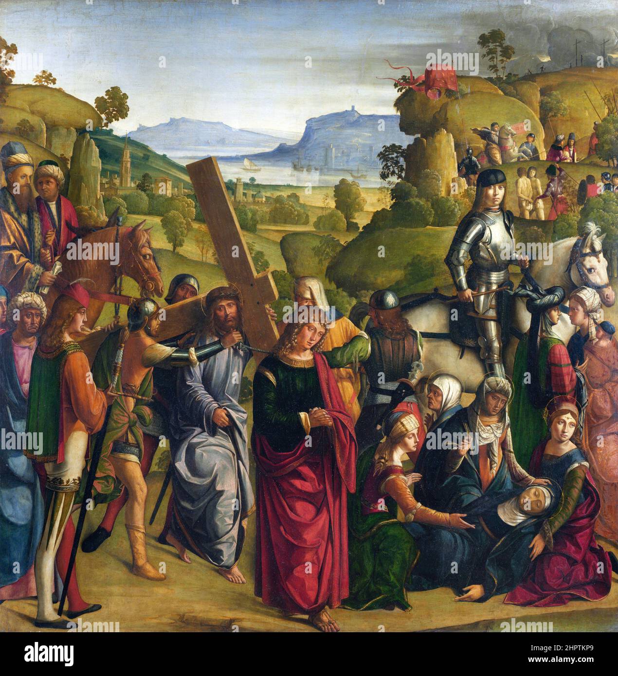 Christus trägt das Kreuz und die Jungfrau Maria Swooning von der italienischen Renaissance-Künstler, Boccacio Boccaccino (c. 1467 – c. 1525), Öl auf Holz, c. 1501 Stockfoto