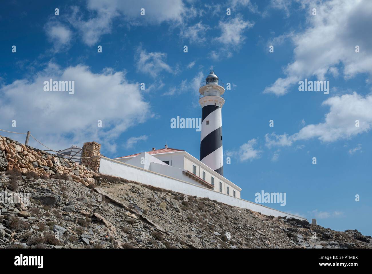 Leuchtturm Favaritx, am Kap von Favaritx, Gemeinde Mahon, Menorca, Spanien Stockfoto