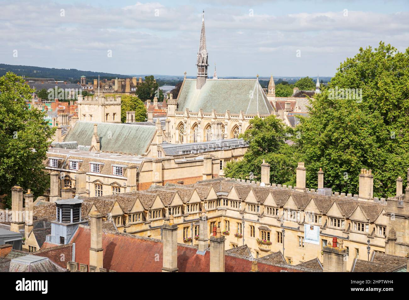 Brasenose College, Oxford, England, mit Exeter College im Hintergrund. Stockfoto