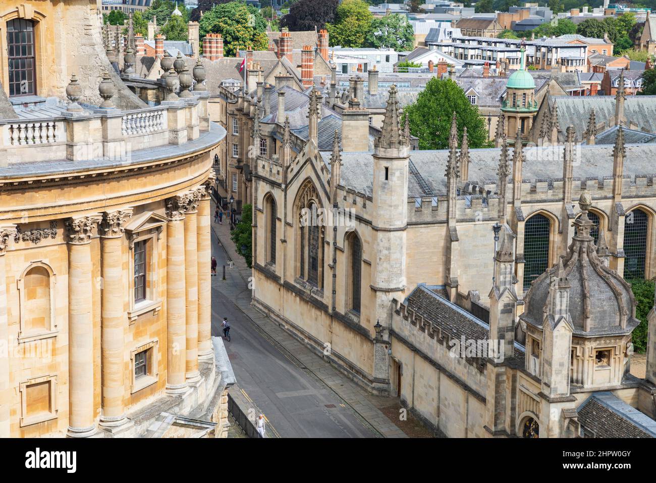 Radcliffe Camera (Detail) & All Souls College Chapel in Oxford, England. Stockfoto