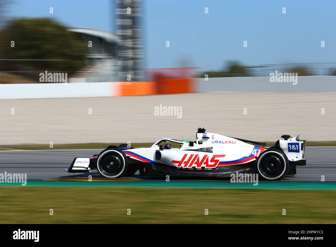 #47 Mick Schumacher, Haas F1 Team während der Wintertesttage, Barcelona 23-25. Februar 2022, Formel 1 Weltmeisterschaft 2022. Stockfoto