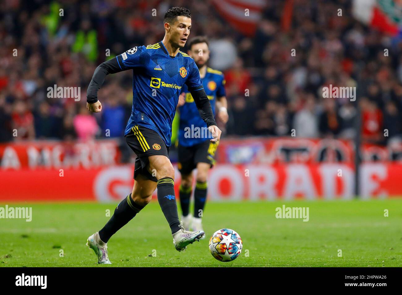 MADRID, SPANIEN - 23. FEBRUAR: Cristiano Ronaldo von Manchester United während des UEFA Champions League-Spiels zwischen Club Atlético de Madrid und Manchester United am 23. Februar 2022 im Estadio Metropolitano in Madrid, Spanien (Foto: DAX Images/Orange PicBilder) Stockfoto