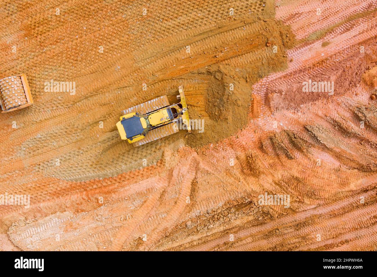 Bagger tun bewegt Boden Bau arbeitet Landschaftsbau arbeitet auf Bau Stockfoto