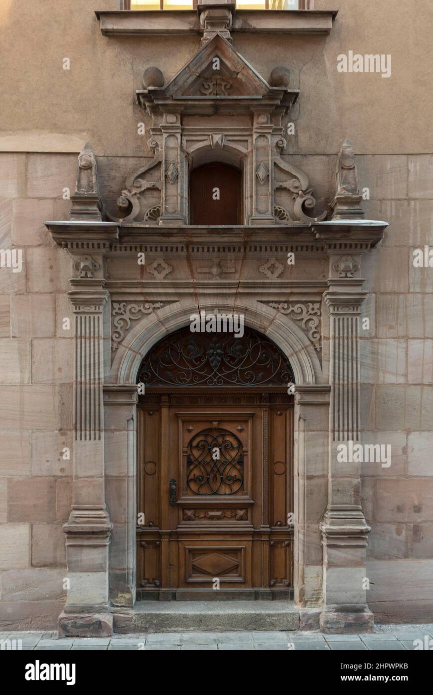Eingangsportal um 1880 in der Altstadt, Nürnberg, Mittelfranken, Bayern, Deutschland Stockfoto