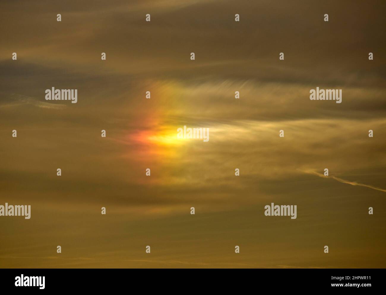 Sekundäre Sonne, eine Art Halo, Hessen, Deutschland Stockfoto