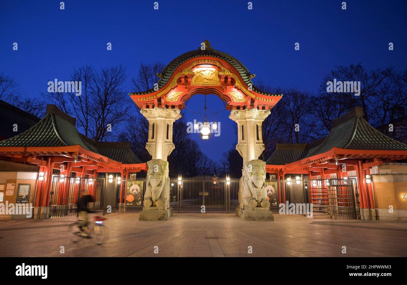 Elefantentor, Zoologischer Garten, Budapester Straße, Tiergarten, Mitte, Berlin, Deutschland Stockfoto