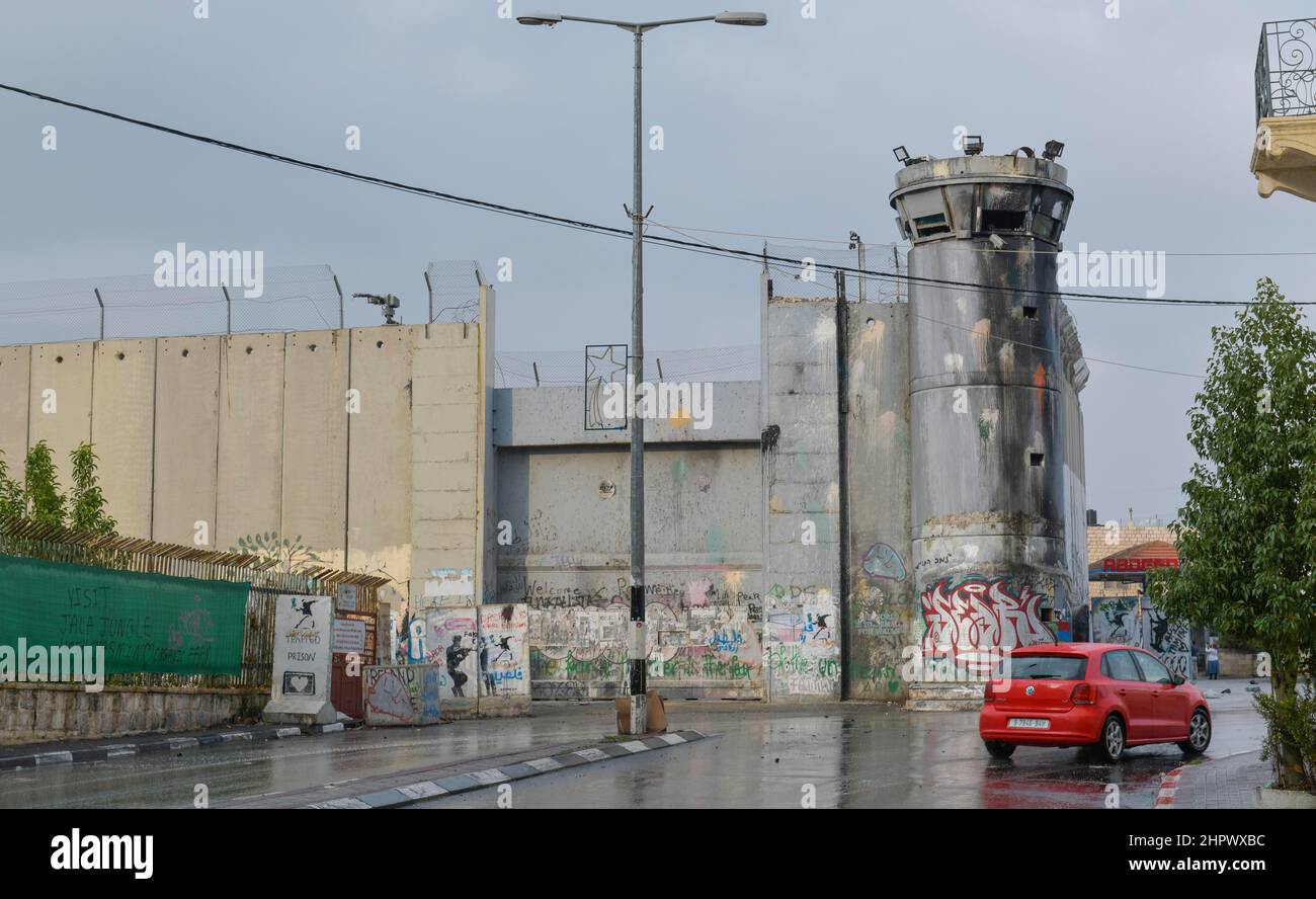 Grenzmauer zu Israel, Bethlehem, Westjordanland Stockfoto