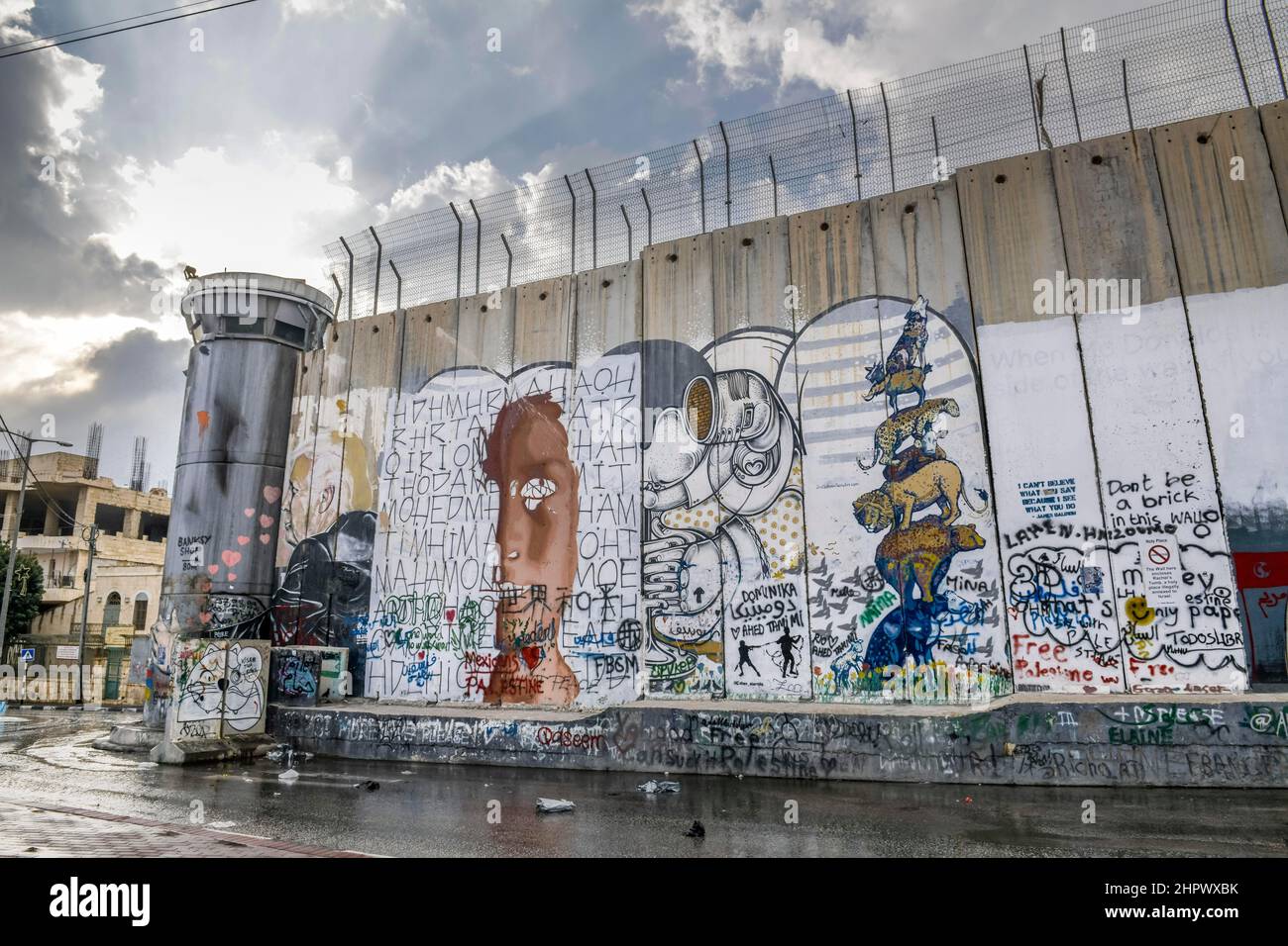 Grenzmauer zu Israel, Bethlehem, Westjordanland Stockfoto