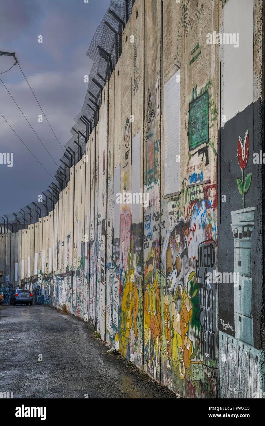 Grenzmauer zu Israel, Bethlehem, Westjordanland Stockfoto