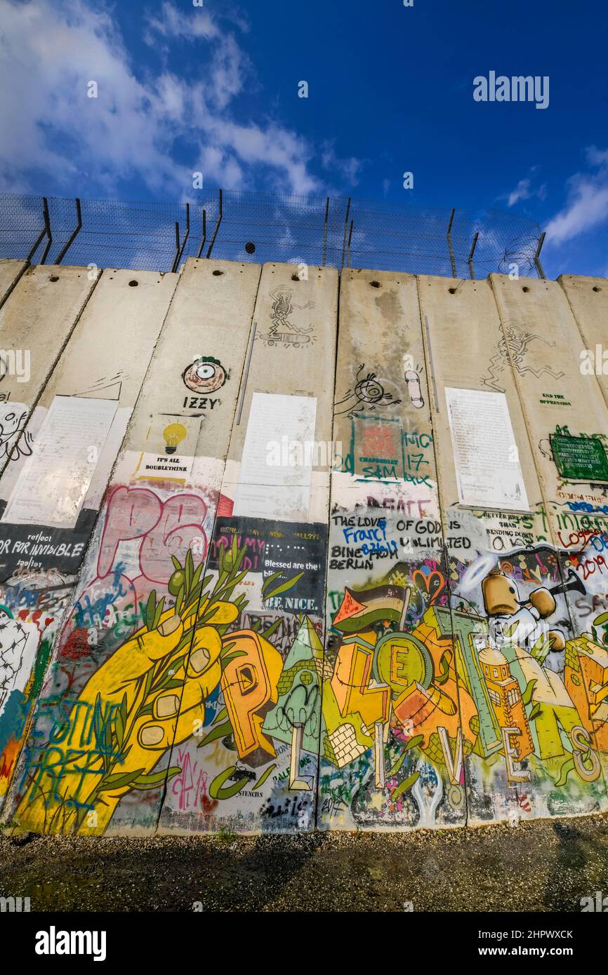 Grenzmauer zu Israel, Bethlehem, Westjordanland Stockfoto