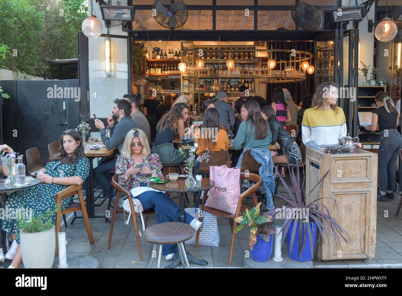 Cafe Cucu, Dizengoff St, Tel Aviv, Israel Stockfoto