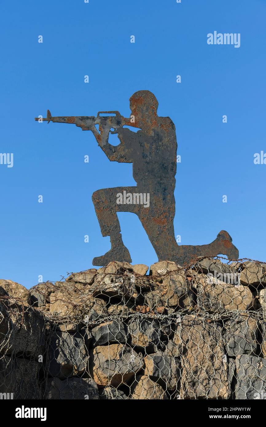 Denkmal zum Gedenken an den sechs-Tage-Krieg, Mount Bental Aussichtspunkt, Golan Heights, Israel Stockfoto