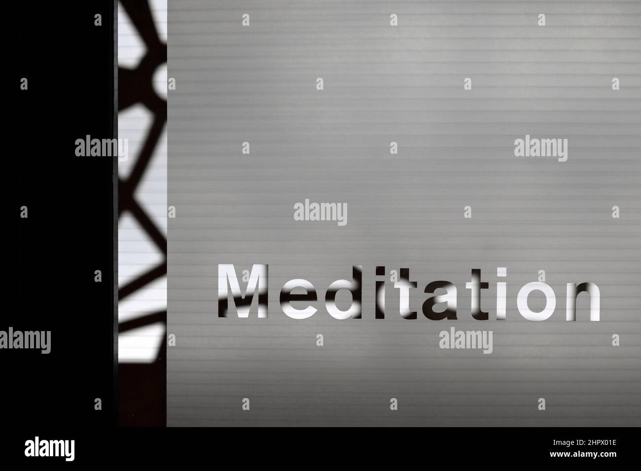 Meditationsschriftzug Stockfoto