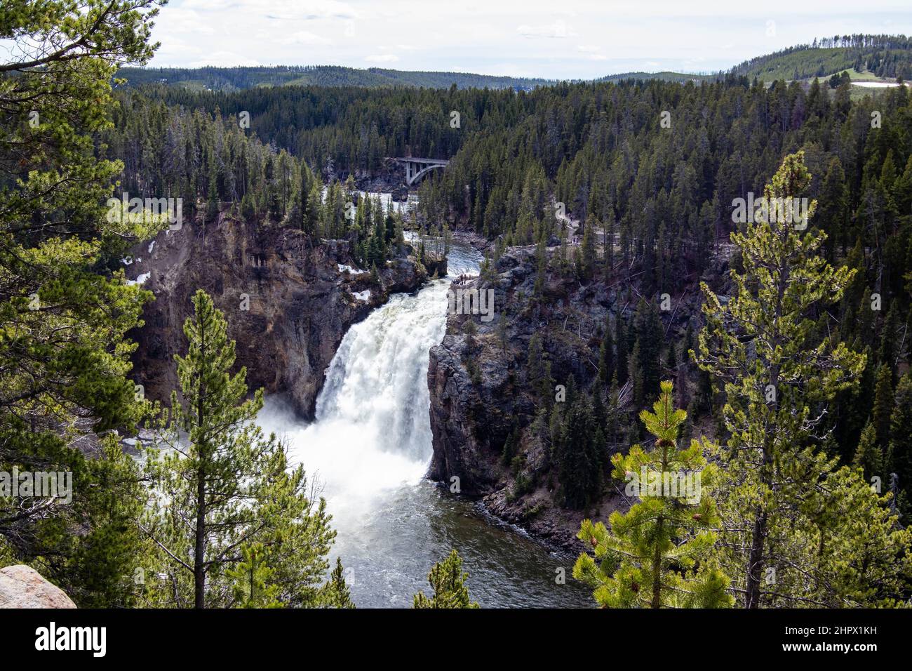 Upper Falls Yellowstone River, Yellowstone National Park, Wyoming, USA im Mai, horizontal Stockfoto