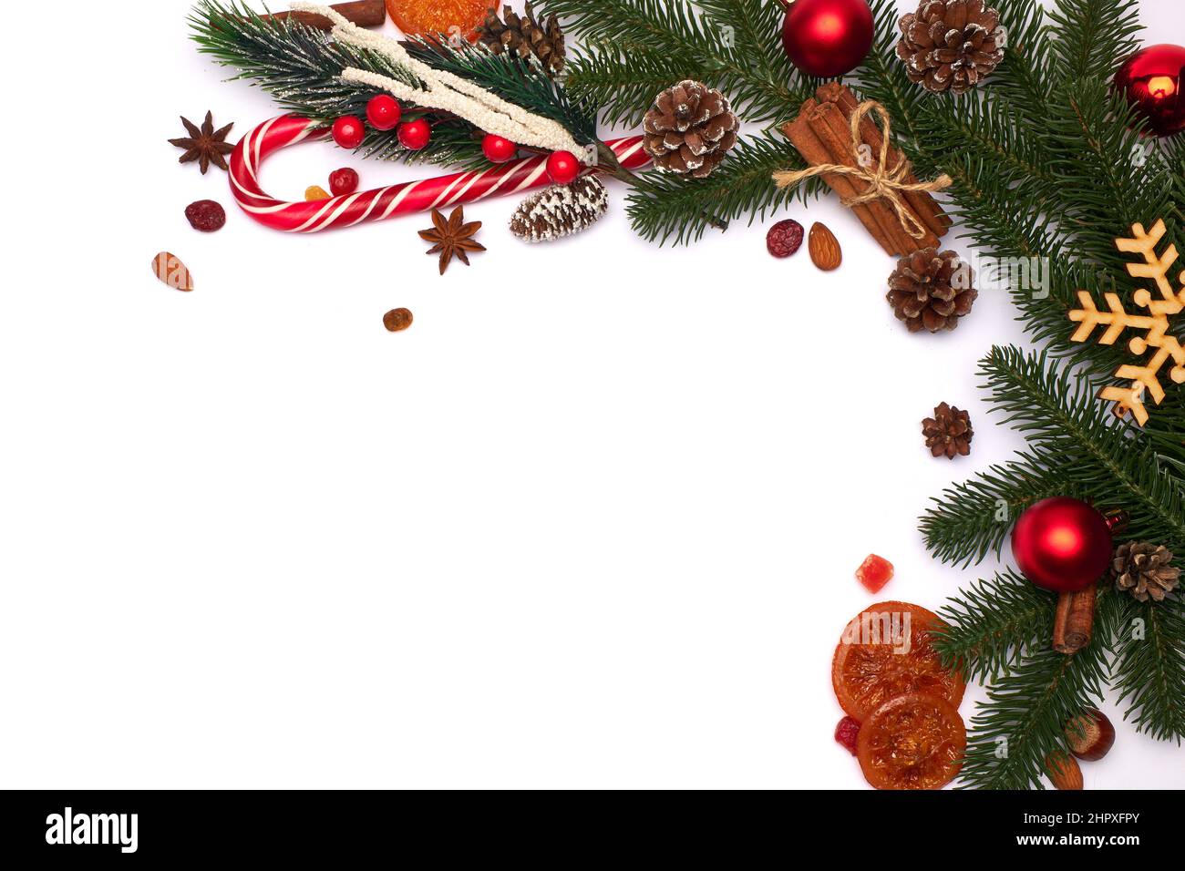 Rahmen oder Rahmen für Weihnachten und Neujahr auf weißem Hintergrund  Stockfotografie - Alamy