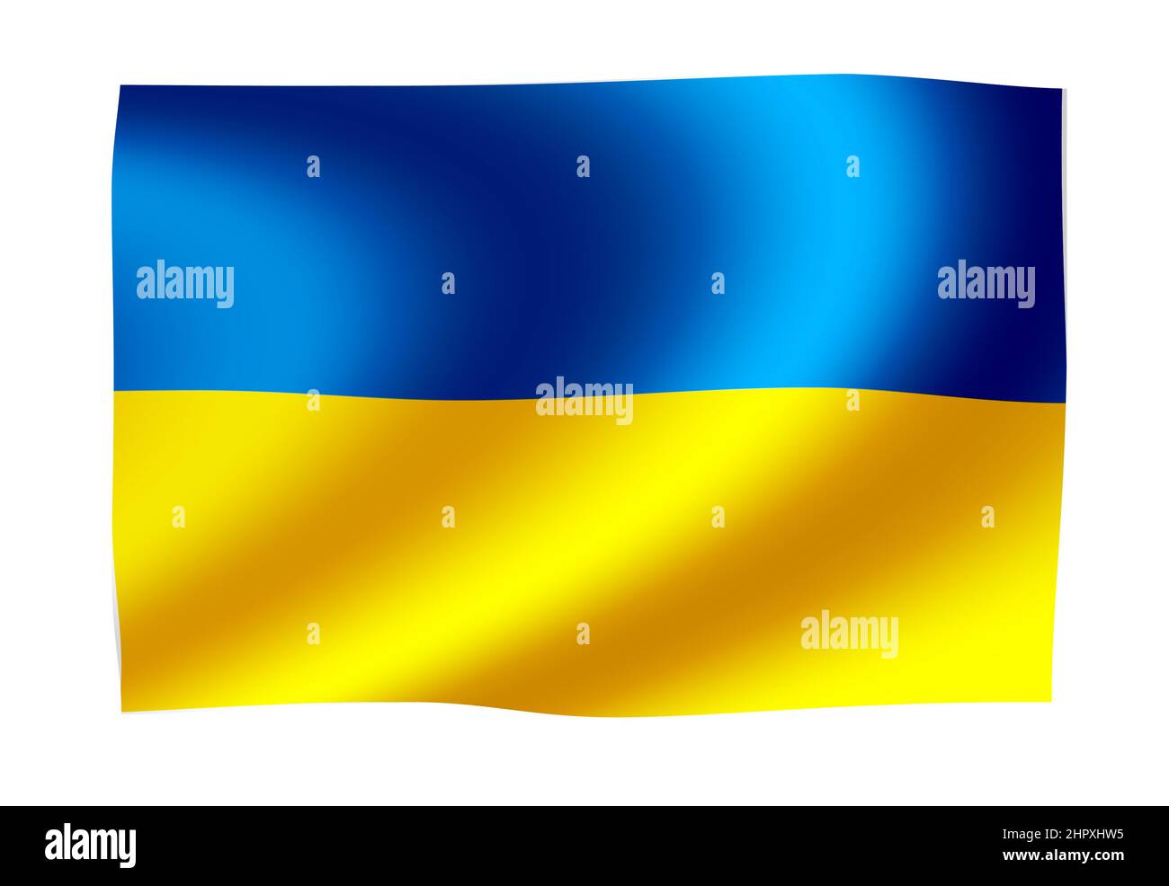 Abbildung der wehenden Nationalflagge (Ukraine) Stockfoto