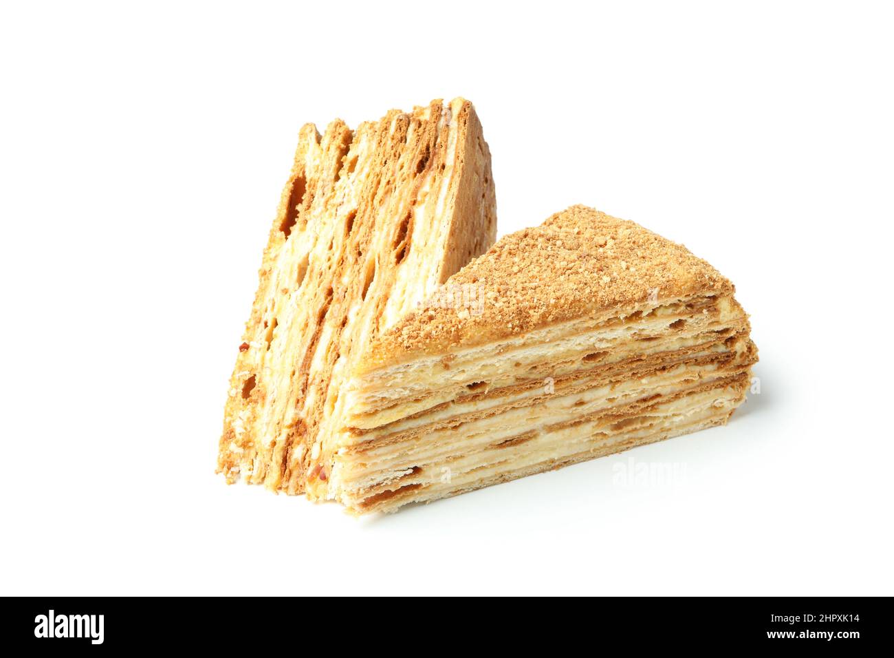 Stücke von Honigkuchen isoliert auf weißem Hintergrund Stockfoto