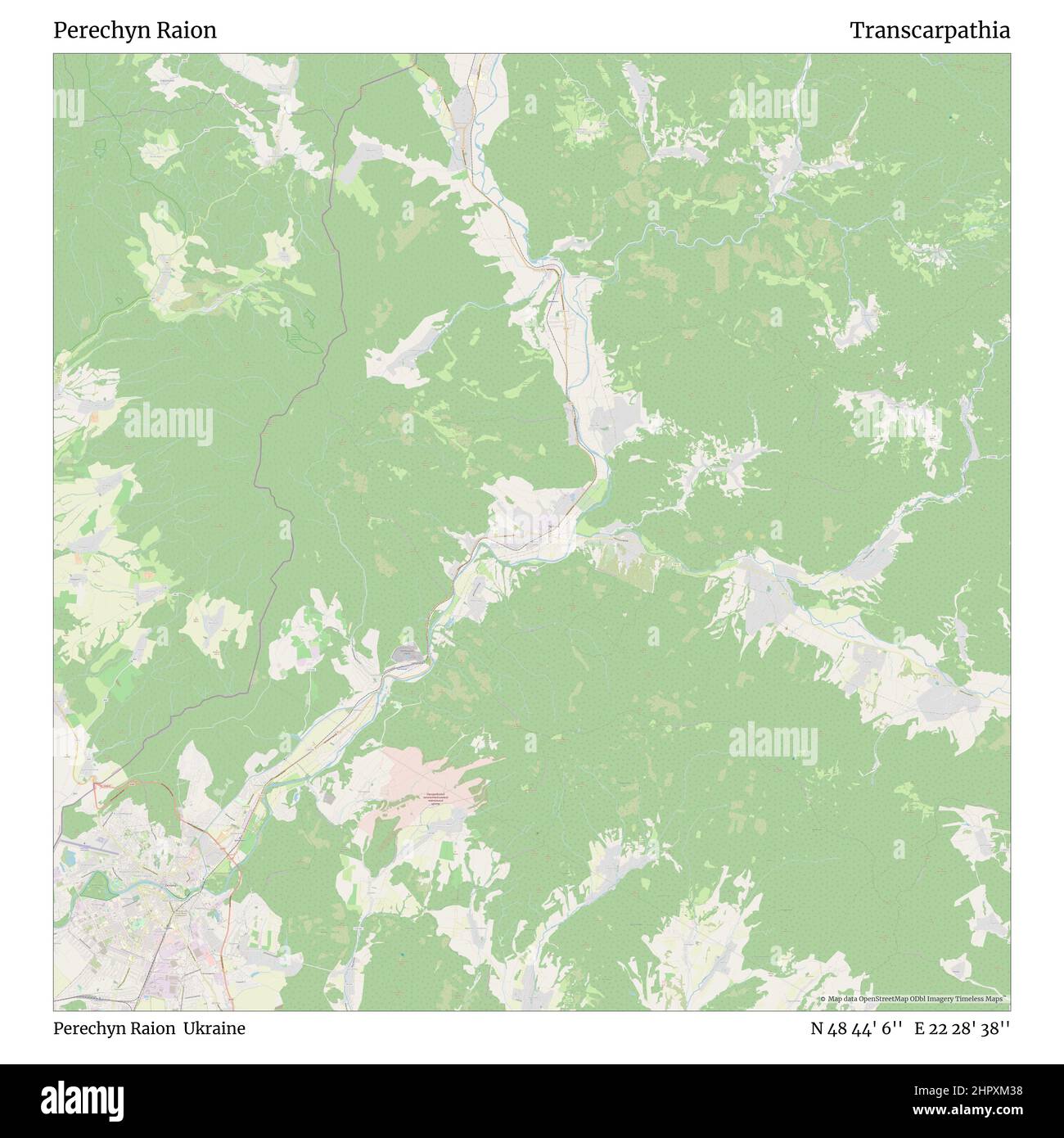 Rajon Perechyn, Rajon Perechyn, Ukraine, Transkarpatien, N 48 44' 6'', E 22 28' 38'', Karte, Timeless Map veröffentlicht im Jahr 2021. Reisende, Entdecker und Abenteurer wie Florence Nightingale, David Livingstone, Ernest Shackleton, Lewis and Clark und Sherlock Holmes haben sich bei der Planung von Reisen zu den entlegensten Ecken der Welt auf Karten verlassen.Timeless Maps kartiert die meisten Orte auf der Welt und zeigt die Verwirklichung großer Träume Stockfoto