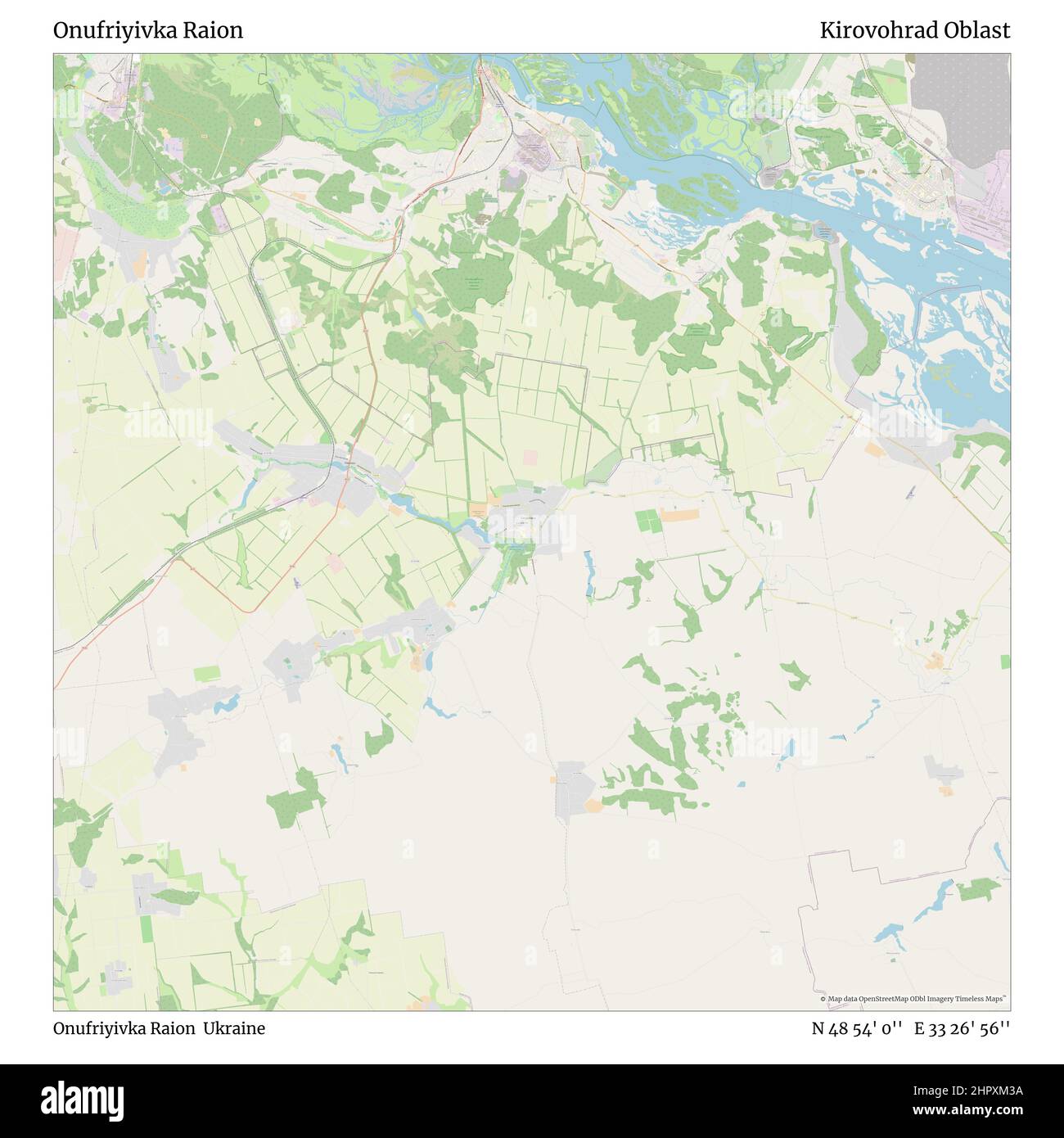 Rajon Oufrijiwka, Rajon Oufrijiwka, Ukraine, Gebiet Kirowohrad, N 48 54' 0'', E 33 26' 56'', Karte, Zeitlose Karte, veröffentlicht im Jahr 2021. Reisende, Entdecker und Abenteurer wie Florence Nightingale, David Livingstone, Ernest Shackleton, Lewis and Clark und Sherlock Holmes haben sich bei der Planung von Reisen zu den entlegensten Ecken der Welt auf Karten verlassen.Timeless Maps kartiert die meisten Orte auf der Welt und zeigt die Verwirklichung großer Träume Stockfoto