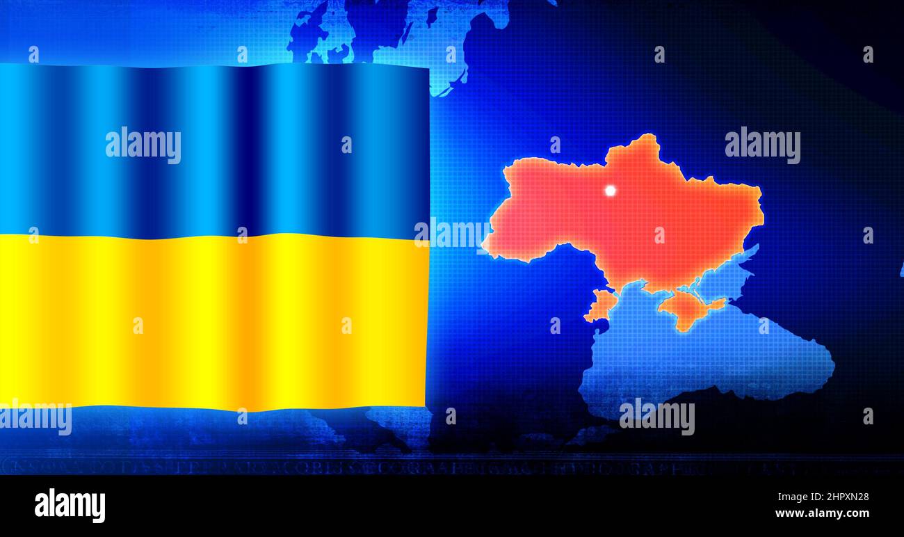 Ukraine (Kriegskrise, politischer Konflikt). Abbildung des Webbanners Stockfoto