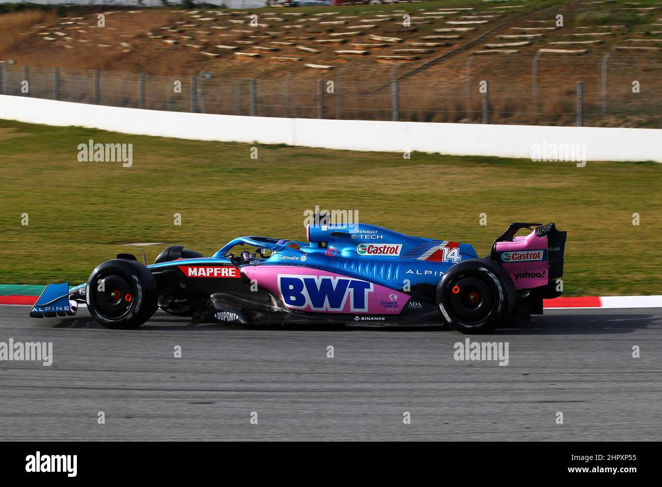 #14 Fernando Alonso, Alpin während der Wintertesttage, Formel 1 Weltmeisterschaft 2022 Barcelona 23-25 Februar 2022. Stockfoto