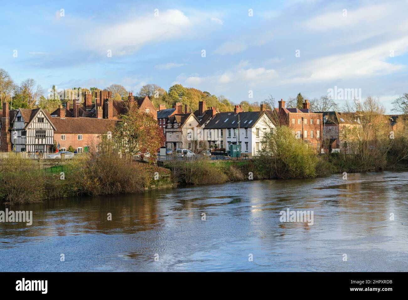 Malerisches Bewdley am Fluss Severn, bevor Hochwasser die Straßen überflutete. Stockfoto