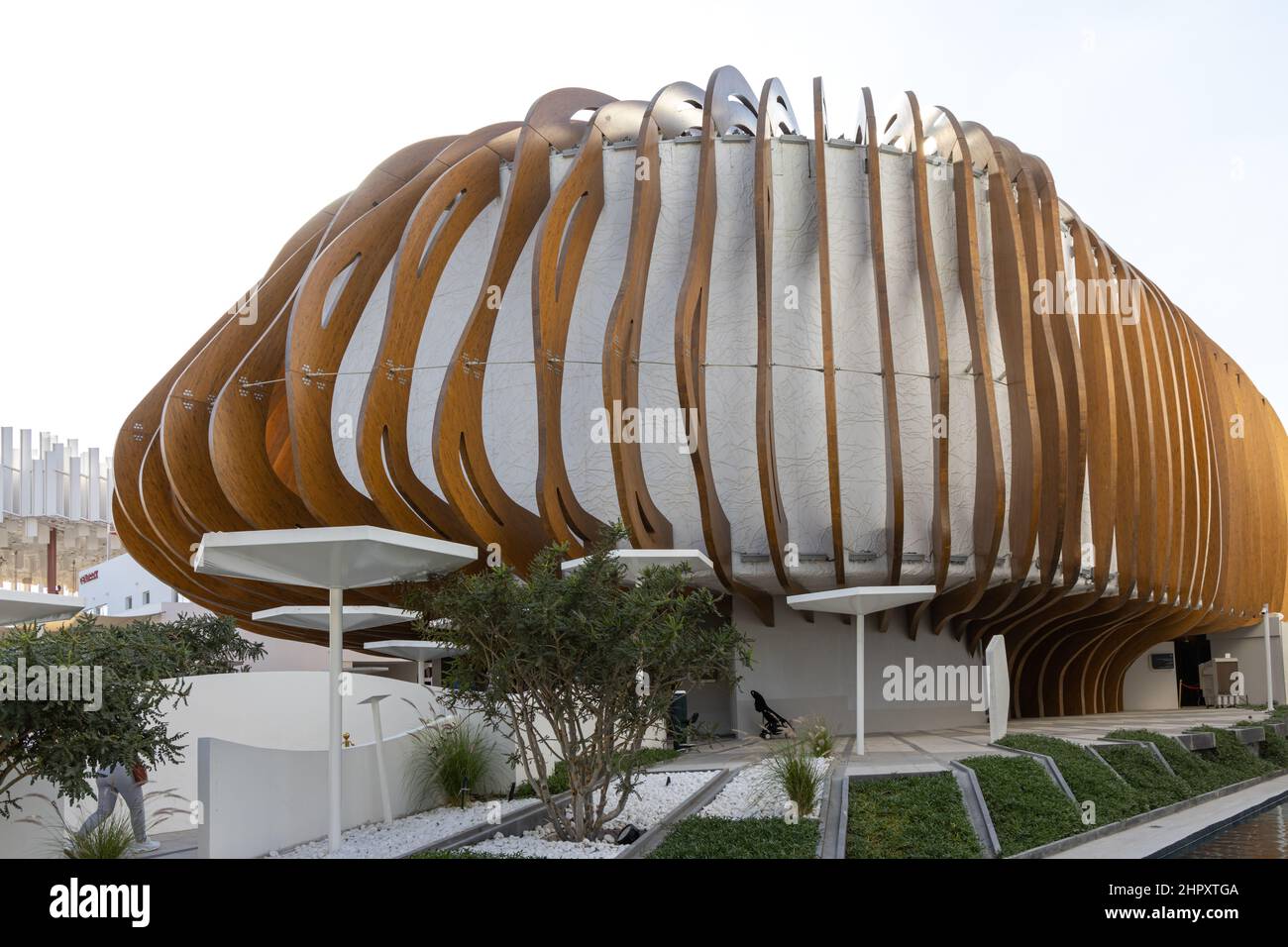 Oman Pavilion im Mobility District auf der Dubai EXPO 2020 in den Vereinigten Arabischen Emiraten. Stockfoto