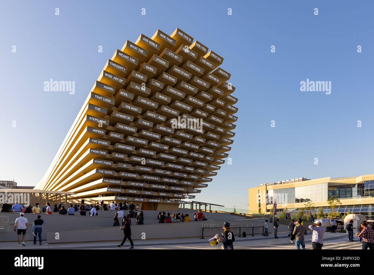 Der britische Pavillon wurde von einem Projekt des verstorbenen Wissenschaftlers Stephen Hawking inspiriert und befindet sich im Opportunity District auf der Dubai Expo 2020 VAE Stockfoto