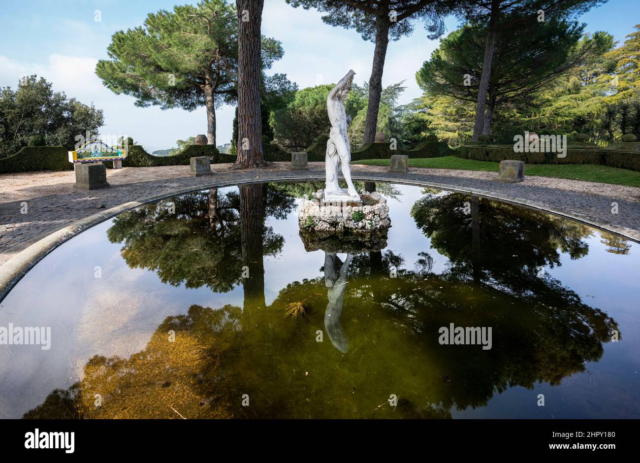 Die Gärten des Apostolischen Palastes, Sommerresidenz der Päpste, Castel Gandolfo, Italien Stockfoto
