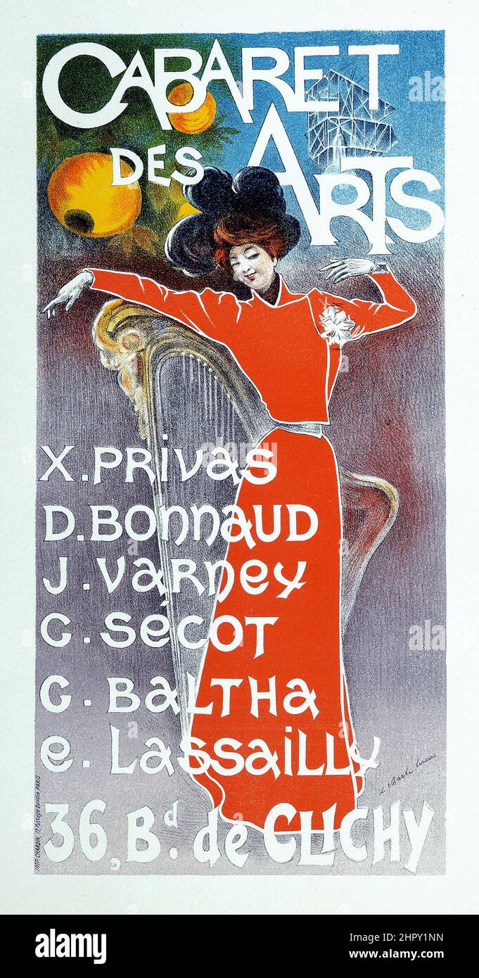 Maitres De L'Affiche - Platte 234 - Cabaret des Arts - Charles Lucas, 1900 Stockfoto