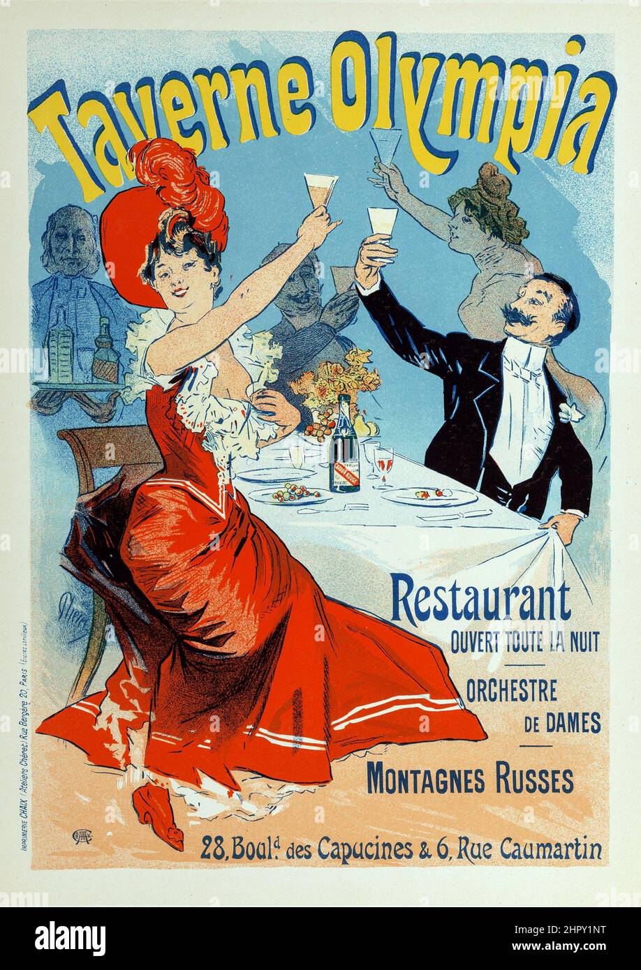 Maîtres de l'Affiche, Teller 217 - Taverne Olympia, Restaurant, Jules Chéret, 1899. Stockfoto