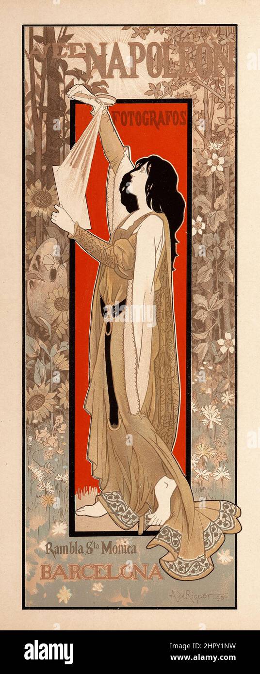 Les Maitres de l'Affiche - Maitres Affiches von Riquer - Maison Napoleon. Platte 204 Barcelona. Stockfoto