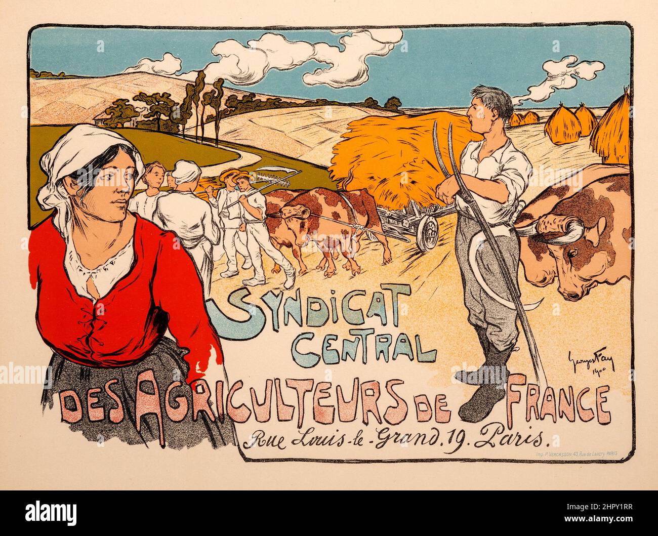 Georges Fay (19.. Jahrhundert). Des Agriculteurs de France - Syndicat Central (von Les Maitres de L'Affiche), Platte 231. Lithographie in Farben. C 1895. Stockfoto