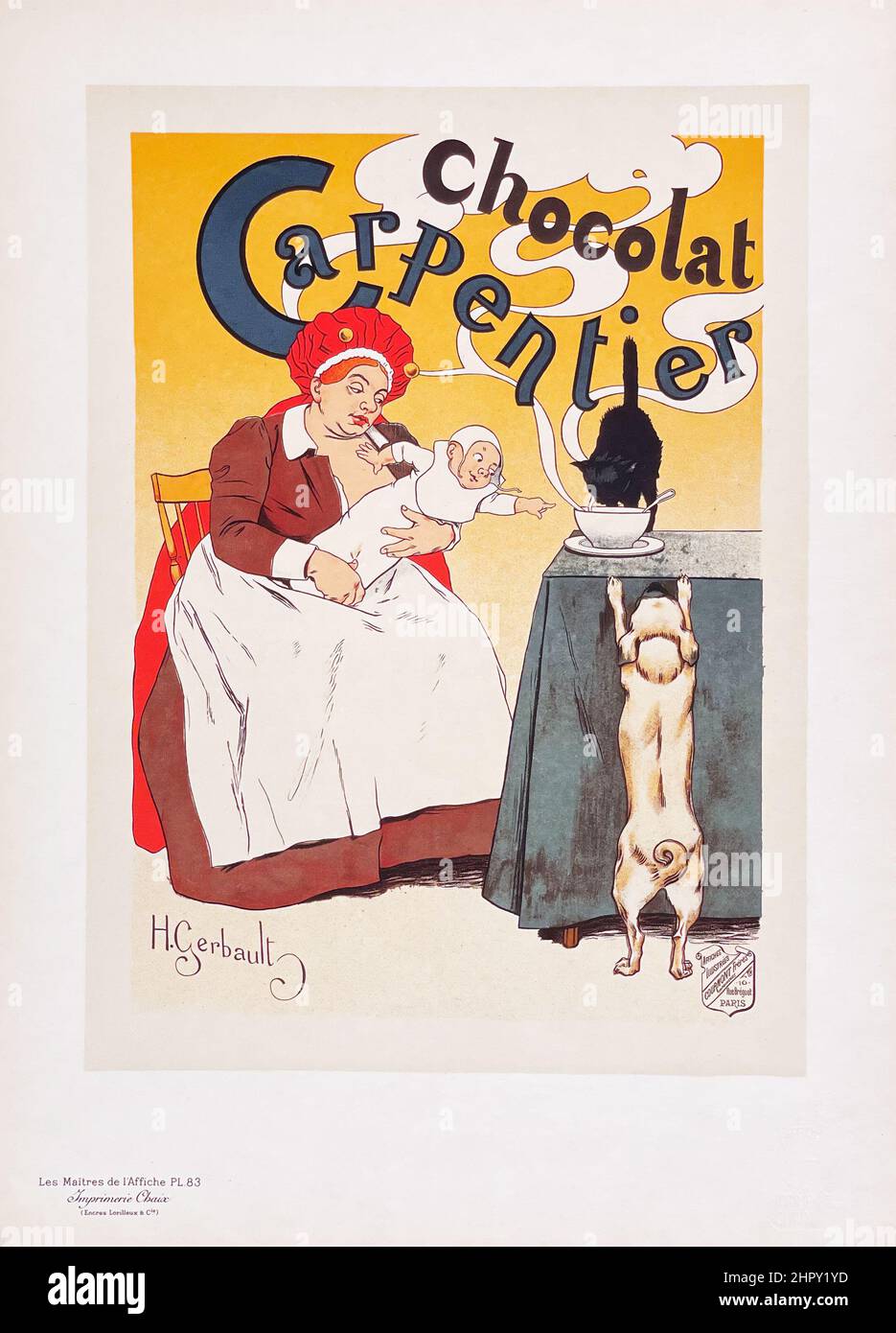 Maitres de l'affiche Vol. 2 - Platte 83 - Henry Gerbault, 1895 - Chocolat Chpentier Stockfoto