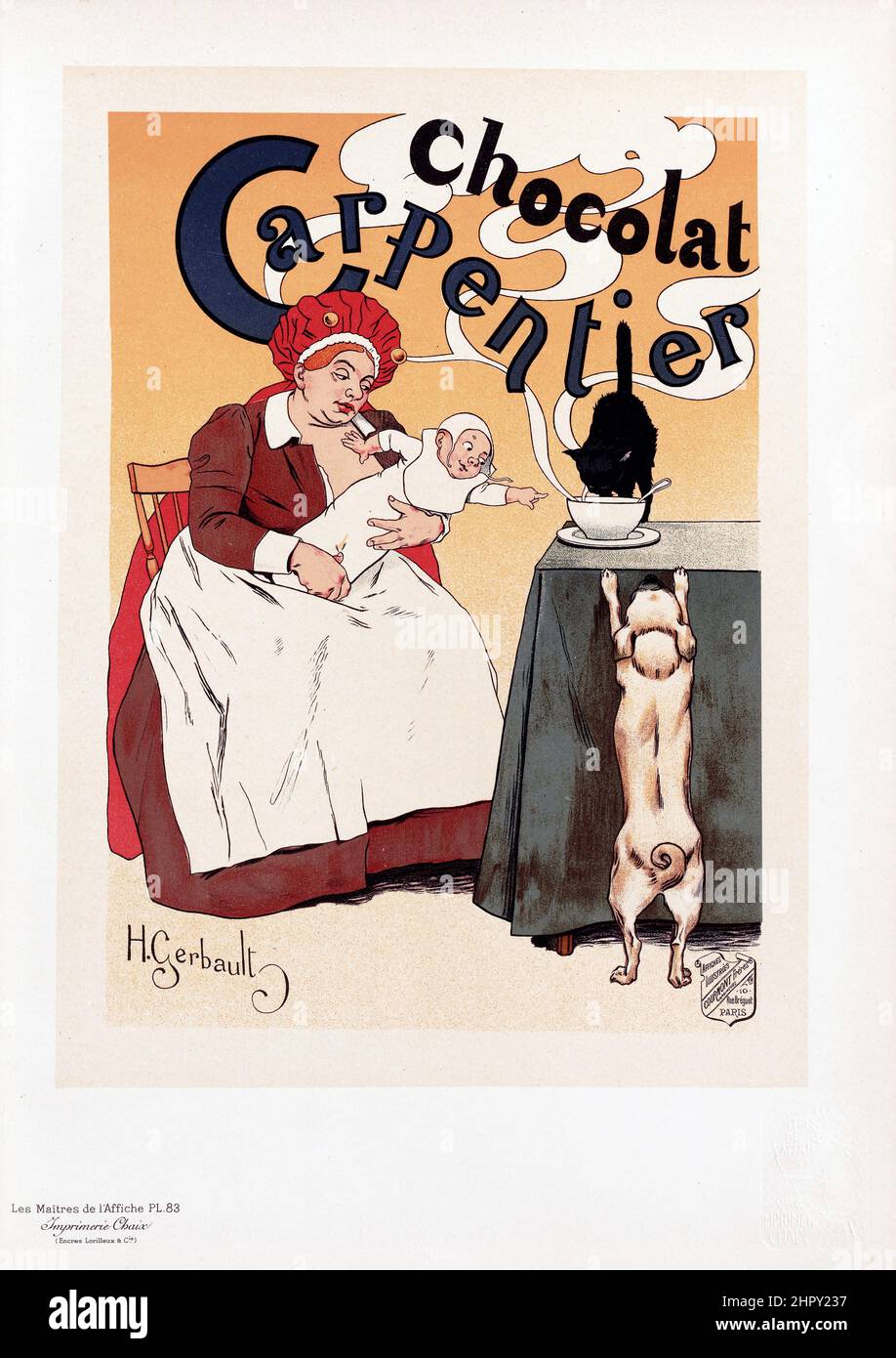 Maitres de l'affiche Vol. 2 - Platte 83 - Henry Gerbault, 1895 - Chocolat Chpentier Stockfoto