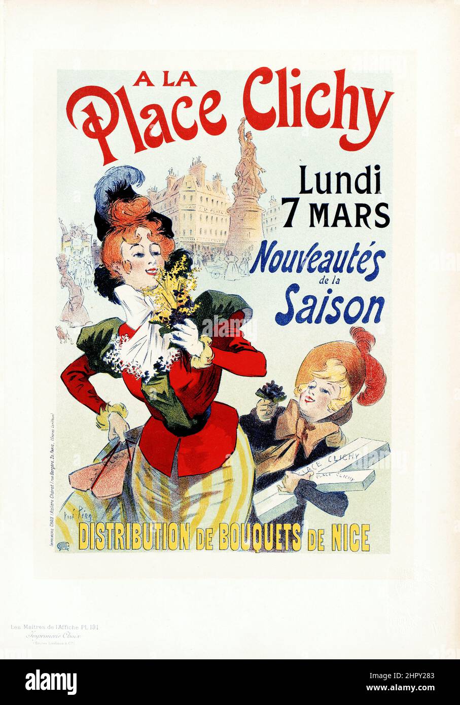 Maitres de l'affiche Band 4 - Platte 191 - Rene Pean, 1895 - A La Place Clichy, Nizza Stockfoto
