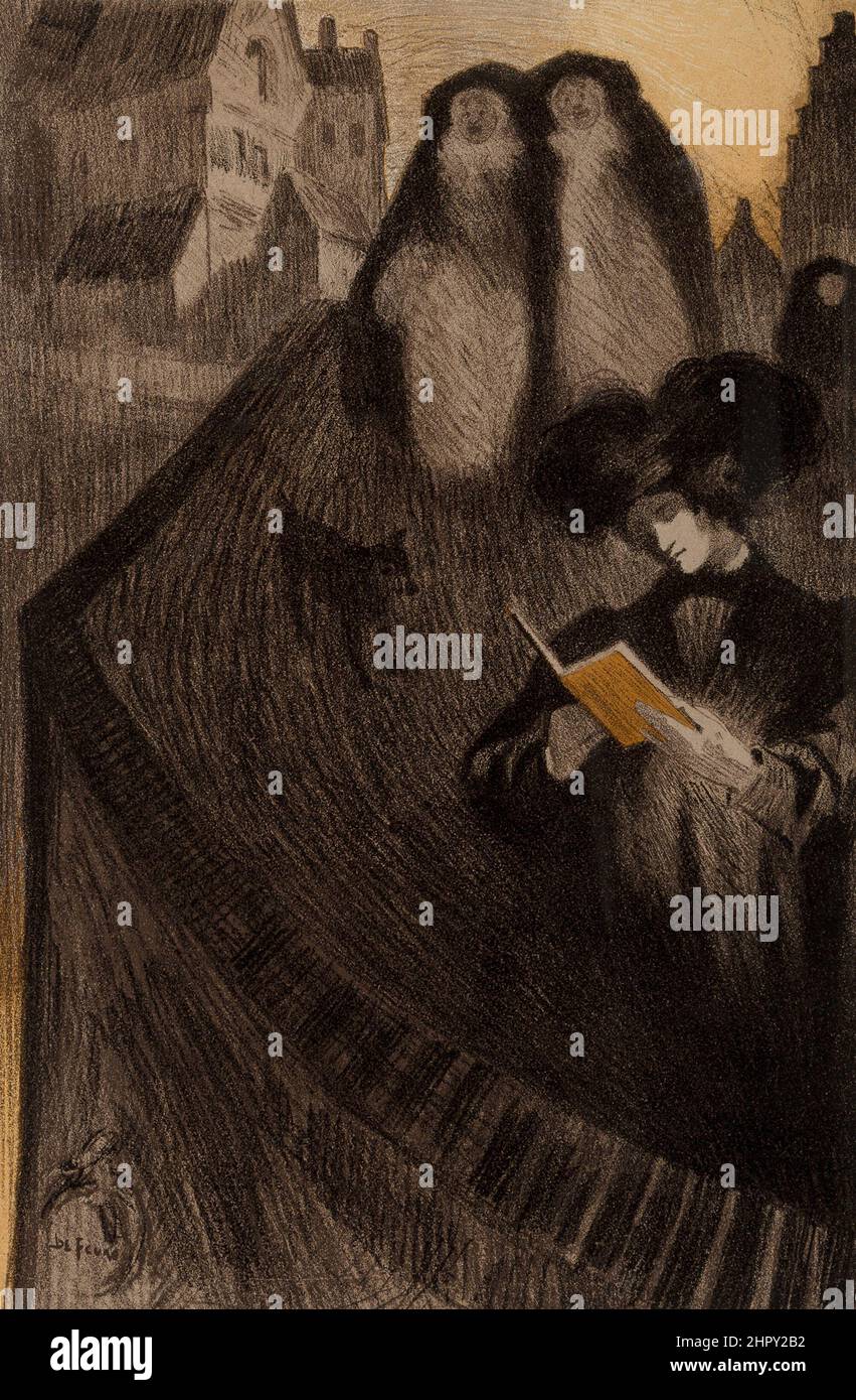 Georges de Feure, (Französisch, 1868-1943). Ohne Titel (Girl Reading). Von 'Les Maîtres de L'Affiche'. Lithographie in Farben. C 1900. Stockfoto