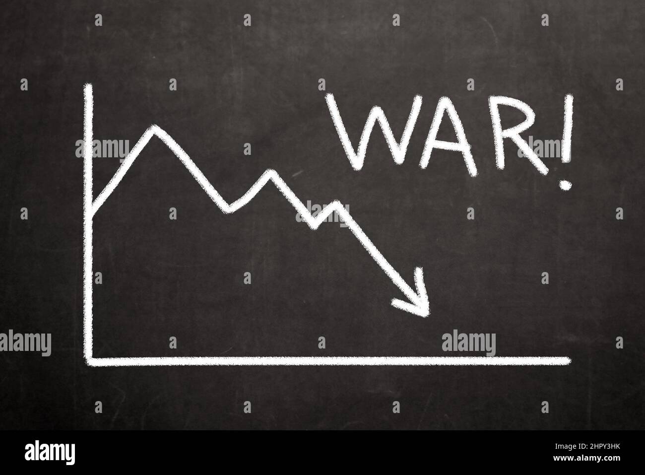 Konzept zur finanziellen, wirtschaftlichen und politischen Krise in der Welt aufgrund des Kriegsausbruchs. Krise durch möglichen Krieg zwischen Europa, Russland Stockfoto