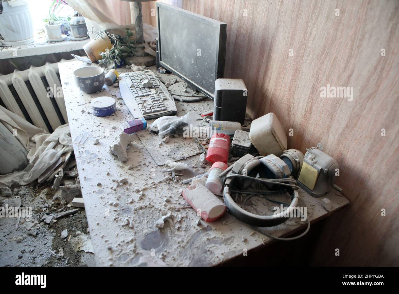 CHARKIW, UKRAINE - 24. FEBRUAR 2022 - die Folgen des Beschuss durch