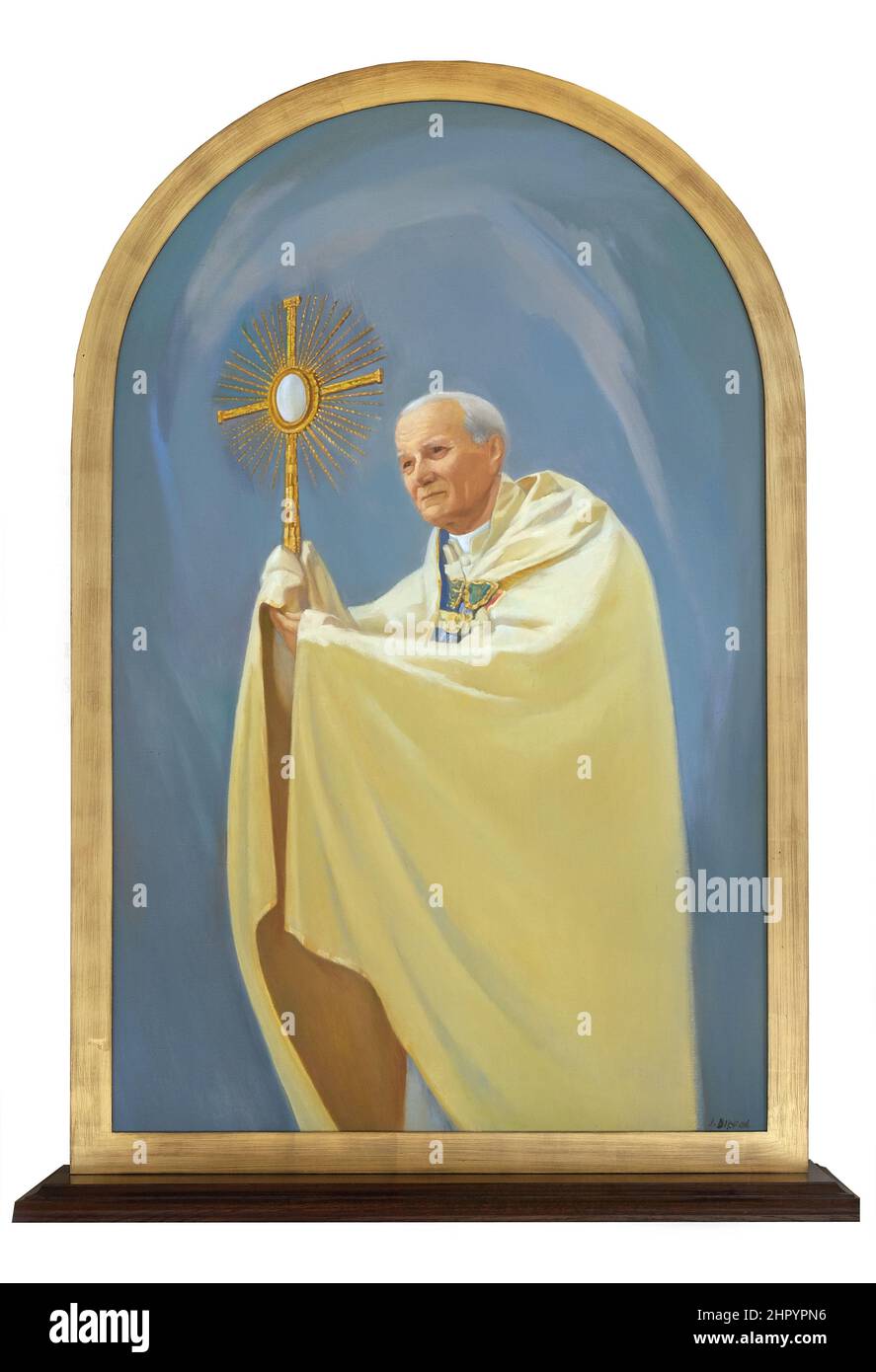 Papst Johannes Paul II., Altarbild in der Basilika Mariä Himmelfahrt in Marija Bistrica, Kroatien Stockfoto