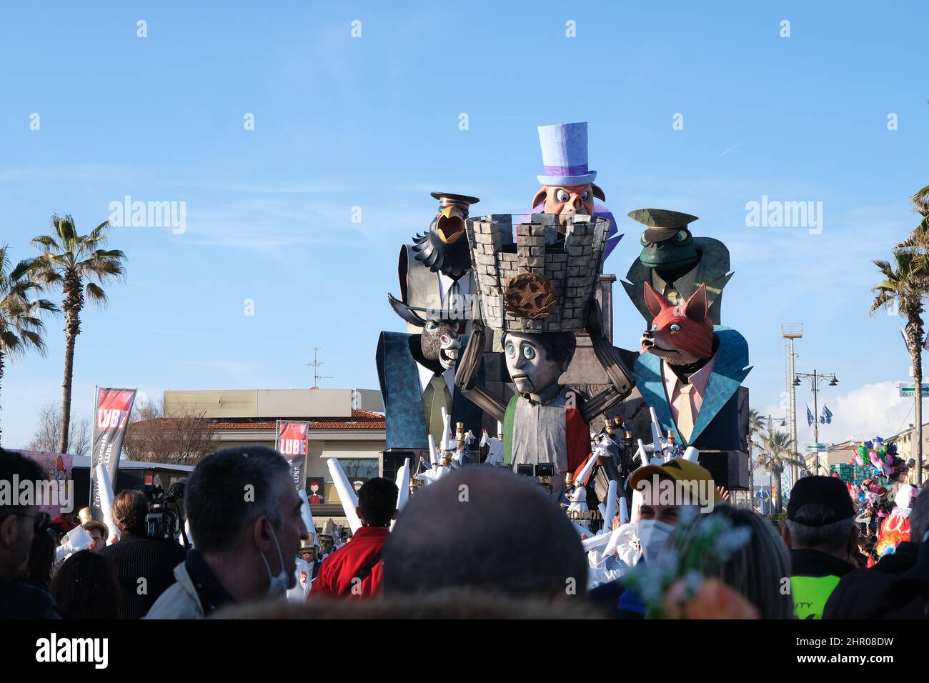 Fotos der Parade schwebt für den Karneval von viareggio, im Norden der toskana, in Italien. Stockfoto