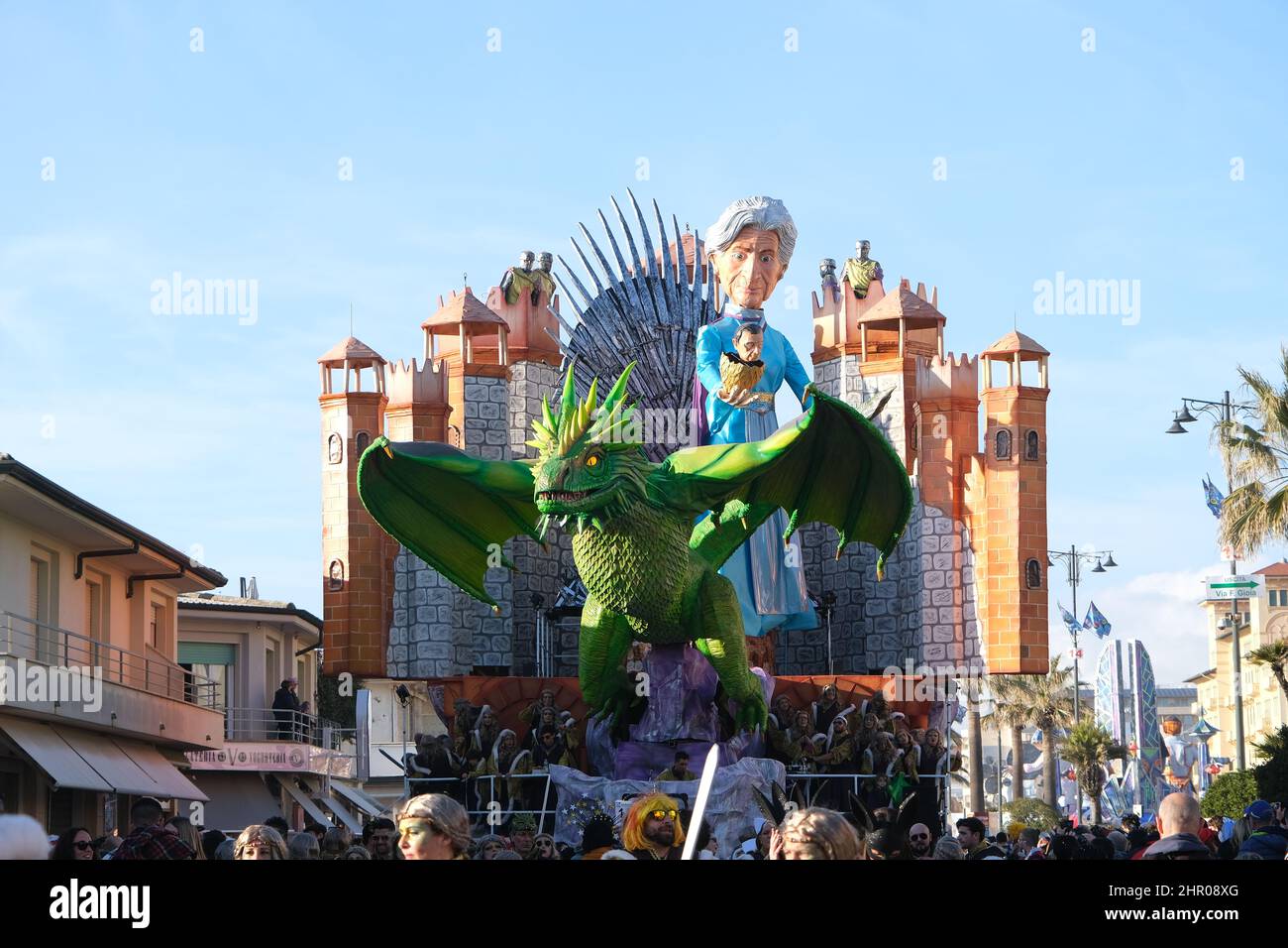 Fotos der Parade schwebt für den Karneval von viareggio, im Norden der toskana, in Italien. Stockfoto