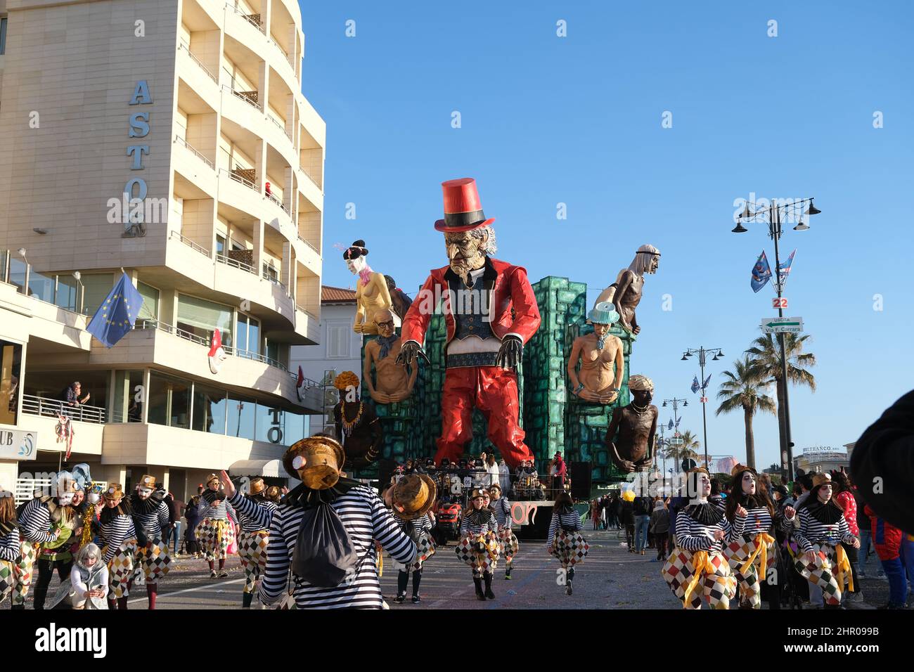 Fotos der Parade schwebt für den Karneval von viareggio, im Norden der toskana, in Italien. Stockfoto